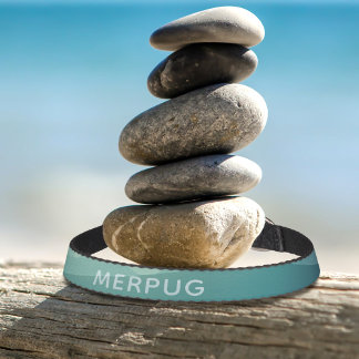 Teal Watercolor Waves Cool Blue Green Custom Name Pet Collar