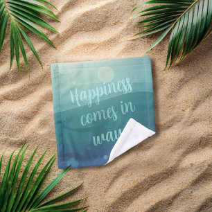 Teal Watercolor Waves Mermaid Happiness Wash Cloth