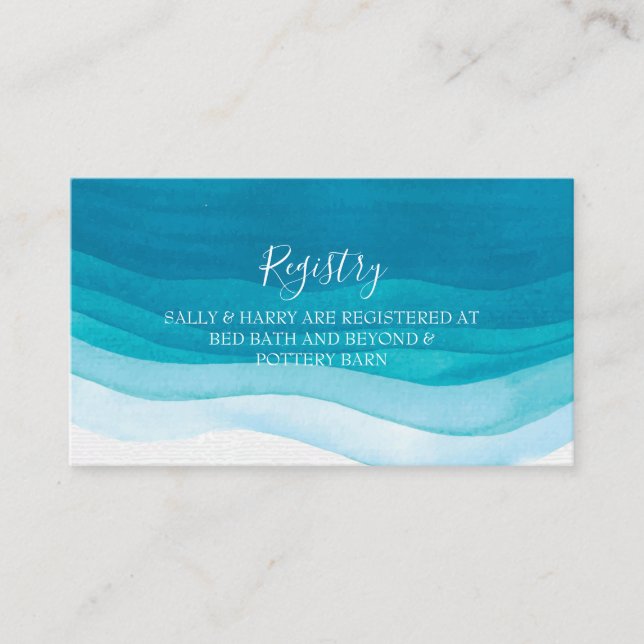 Teal Watercolor Wedding | Registry Card (Front)