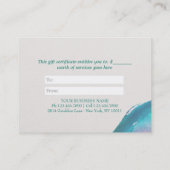 Teal Watercolor YOGA Instructor Gift Certificate (Back)