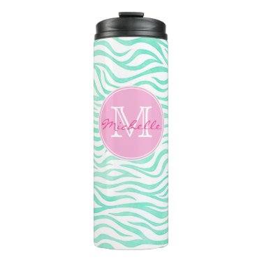 Teal Watercolor Zebra Print | Monogram