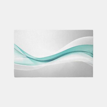 Teal Wave Abstract (5x3) Rug by FantasyBlankets at Zazzle