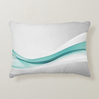 Teal Wave Abstract Accent Pillow by FantasyPillows at Zazzle