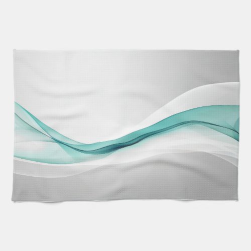 Teal Wave Abstract Kitchen Towel