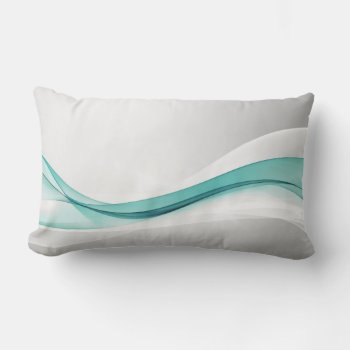 Teal Wave Abstract Lumbar Pillow by FantasyPillows at Zazzle