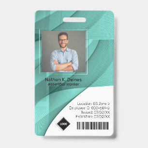Teal Wave Employee Photo ID Company Security Badge