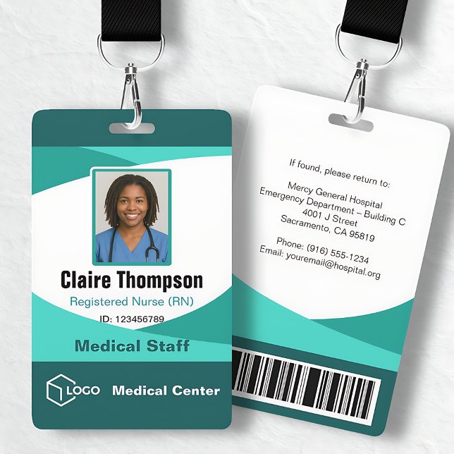 Teal Wave Modern Teal Geometric Business ID Badge (Teal Wave Modern Teal Geometric Business ID Badge)