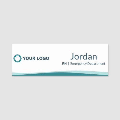 Teal Wave Nurse Logo Name Tag