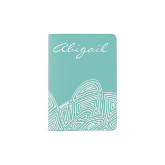 Teal Waves Personalized Passport Holder