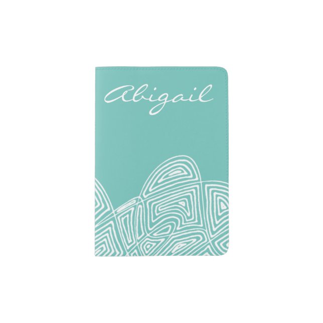Teal Waves Personalized Passport Holder (Front)