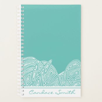 Teal Waves Planner by scribbleprints at Zazzle