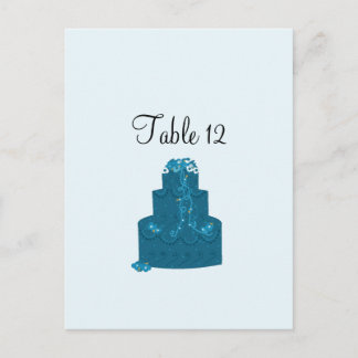 Teal Wedding Cake Table Seating Card