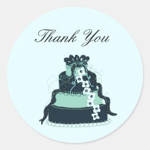 Teal Wedding CakeThank You Classic Round Sticker