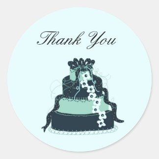Teal Wedding CakeThank You Classic Round Sticker