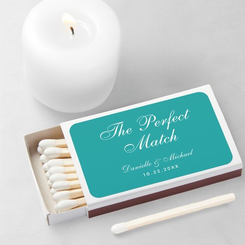 Teal Wedding Favors Elegant Calligraphy Simple  Matchboxes