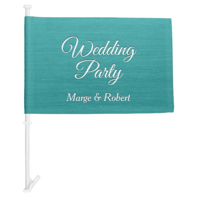 Teal Wedding Party Car Flag (Front)