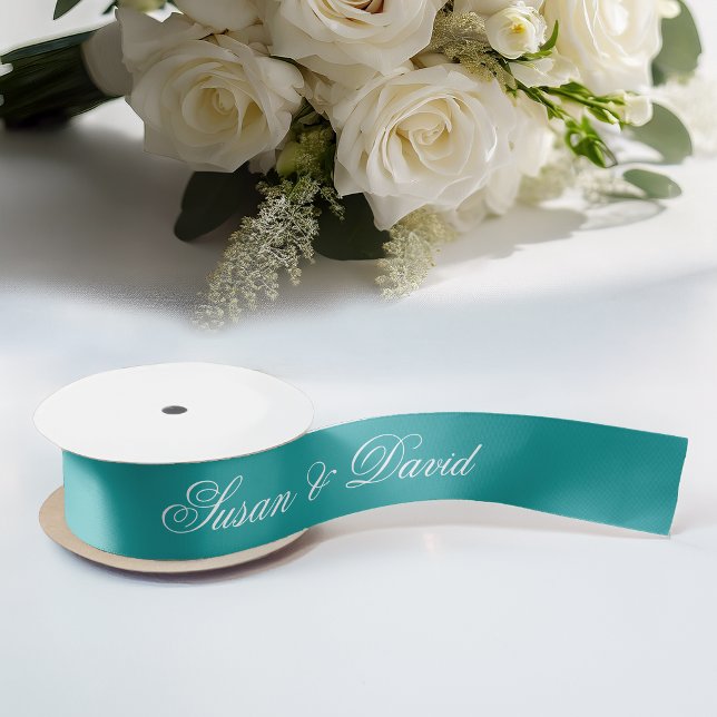 Teal Wedding Ribbon - Simple Elegant Calligraphy (Creator Uploaded)