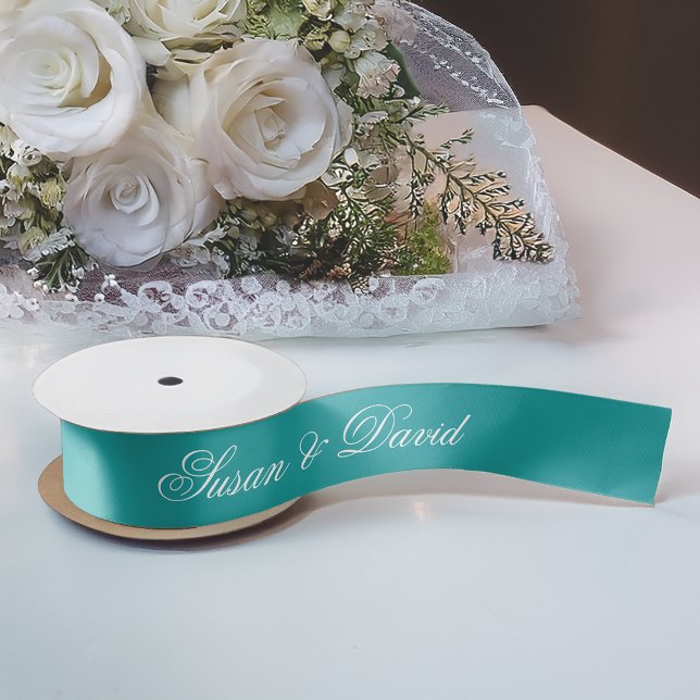 Teal Wedding Ribbon - Simple Elegant Calligraphy (Creator Uploaded)