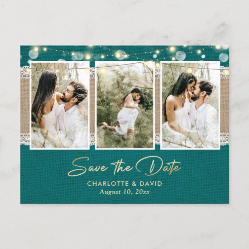 Teal Wedding Save The Date Photo Postcards