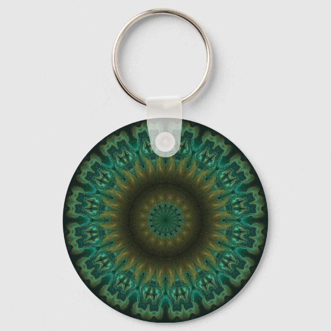 Teal Wheel Kaleidoscope Keychain (Front)