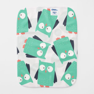 Teal Whimsical Owl Burp Cloth