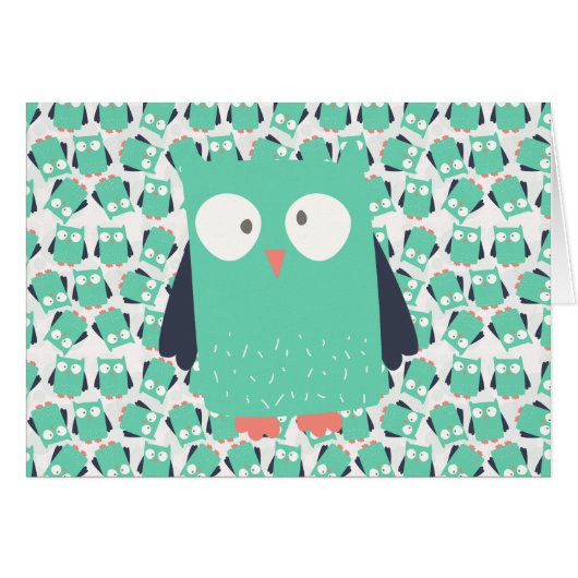 Teal Whimsical Owl Cards (Front Horizontal)