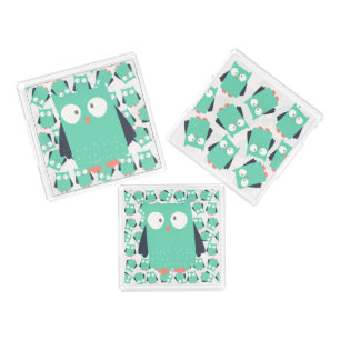 Teal Whimsical Owls Acrylic Tray