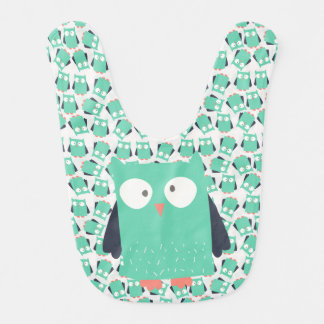 Teal Whimsical Owls Bib