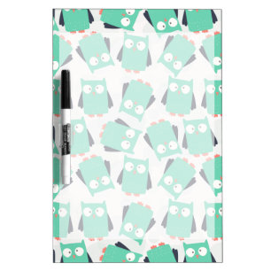 Teal Whimsical Owls Dry Erase Board