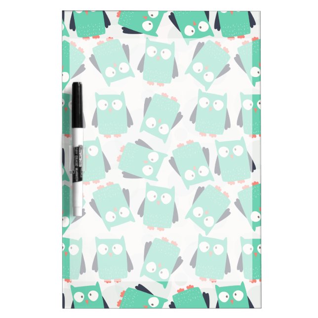 Teal Whimsical Owls Dry Erase Board (Front)