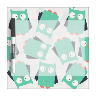 Teal Whimsical Owls Dry Erase Board