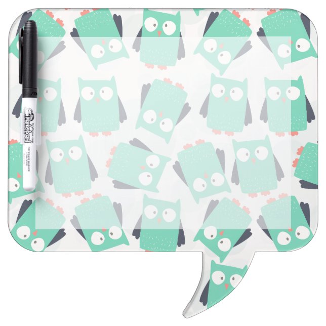 Teal Whimsical Owls Dry-Erase Board (Front)