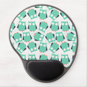 Teal Whimsical Owls Gel Mouse Pad