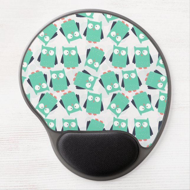 Teal Whimsical Owls Gel Mouse Pad (Front)