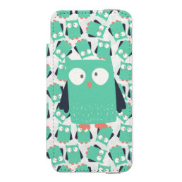 Teal Whimsical Owls iPhone SE/5/5s Wallet Case