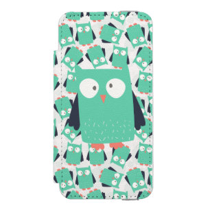 Teal Whimsical Owls iPhone SE/5/5s Wallet Case
