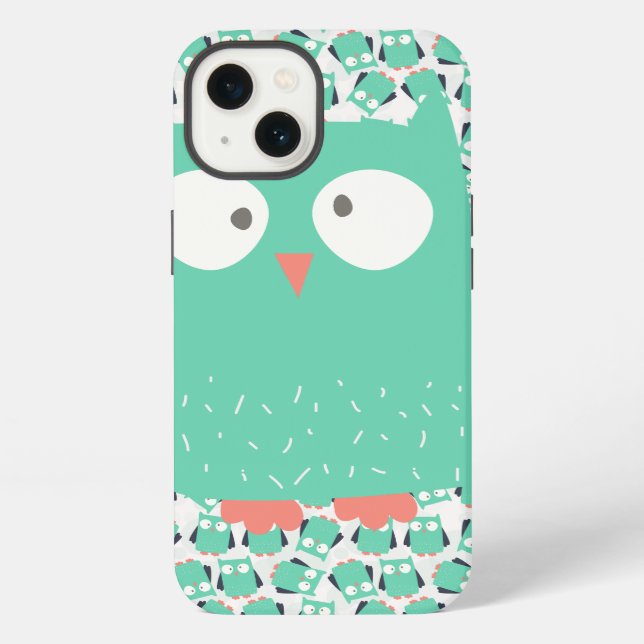 Teal Whimsical Owls Iphone Case (Back)