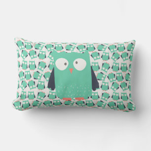 Teal Whimsical Owls Lumbar Pillow