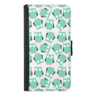 Teal Whimsical Owls Wallet Phone Case For Samsung Galaxy S5