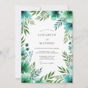 Teal Whimsical Woodland Wedding Invitation