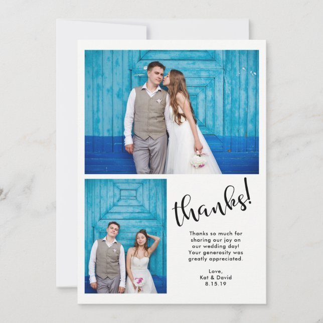 Teal Whimsy | Two Photo Wedding Thank You (Front)