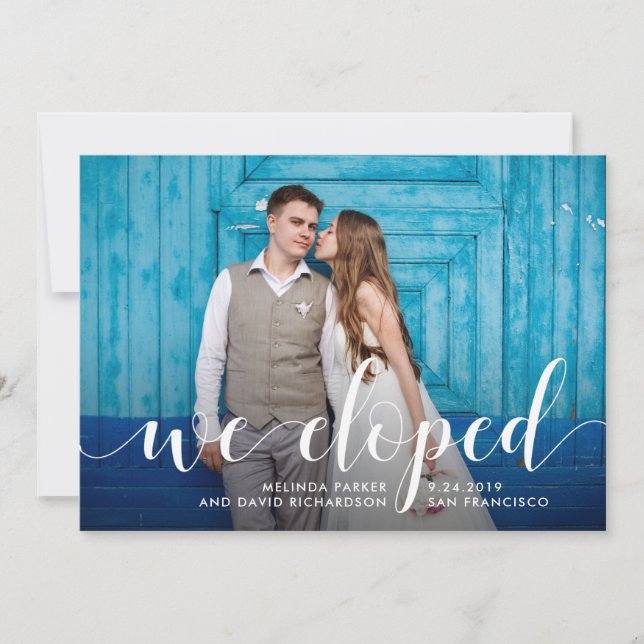 Teal Whimsy | We Eloped Photo Announcement (Front)