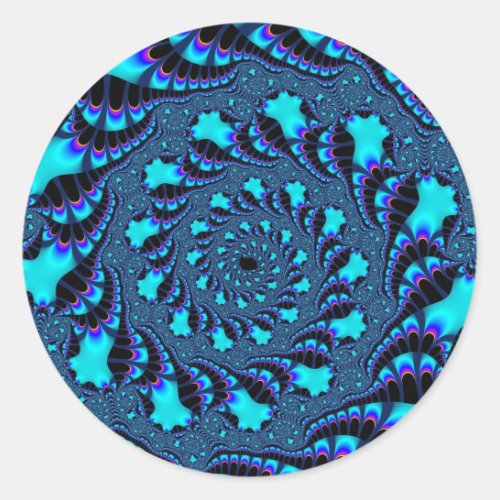 Teal Whirlpool Spiral Classic Round Sticker