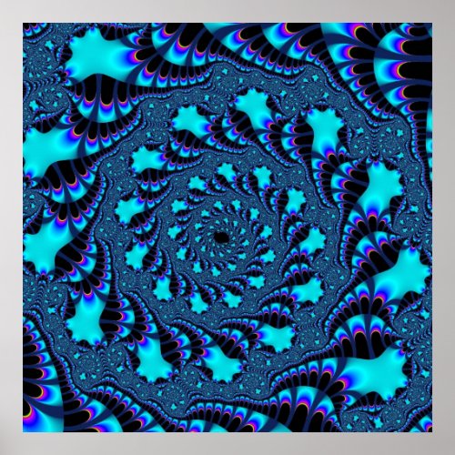 Teal Whirlpool Spiral Poster