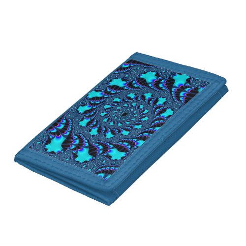 Teal Whirlpool Spiral Tri-fold Wallet