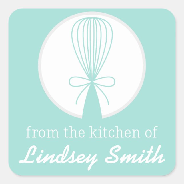 Teal Whisk Silhouette Kitchen Labels (Front)