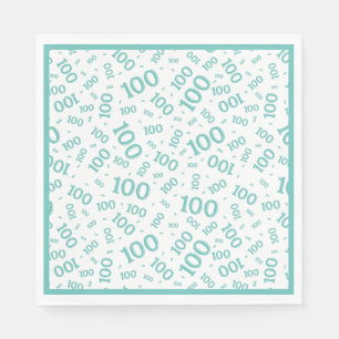 Teal/White 100 Random Number Pattern Napkins