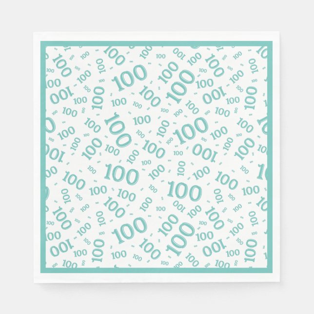 Teal/White 100 Random Number Pattern Napkins (Front)