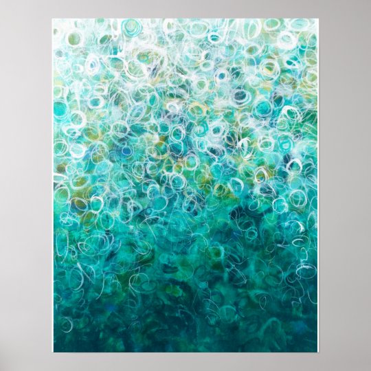 Teal White Abstract Ombre Painting 16x20 Print | Zazzle.com