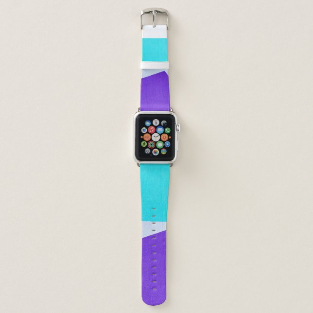 Teal, white, and purple paint apple watch band (Front)